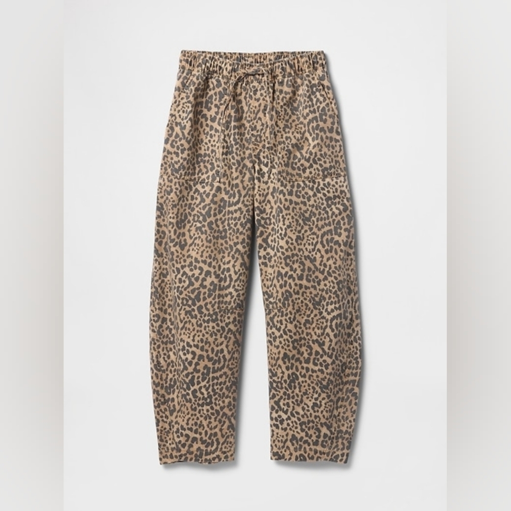 GAP Leopard Print Straight Leg Pants - Brown and Black